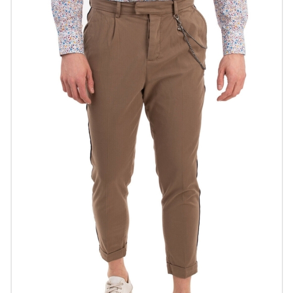 RRP €140 THE KOOPLES Trousers Size 46 / S Garment Dye Pleated Chain Cropped - Picture 2 of 13